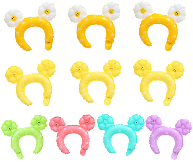 피앤비유니티 스마일 데이지 풍선 헤어밴드 10종 세트, 혼합색상, 1세트