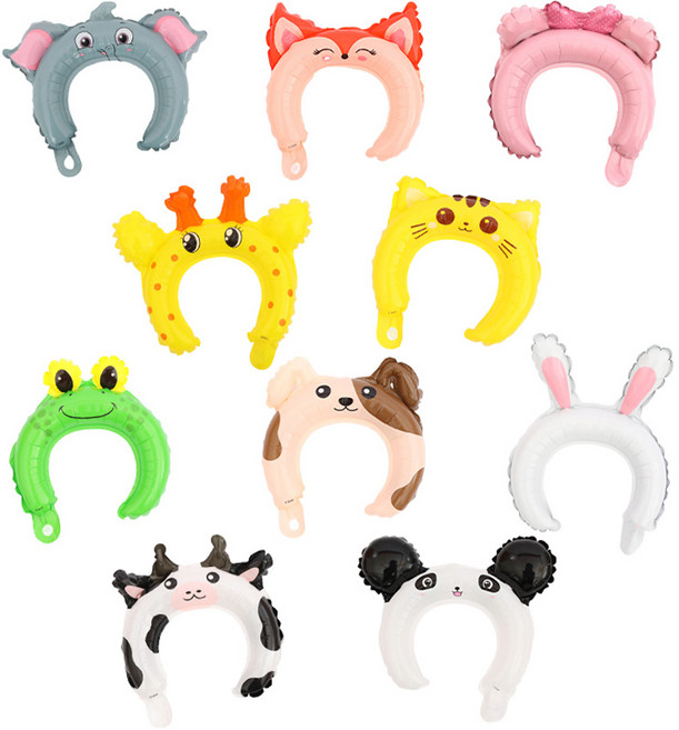 피앤비유니티 애니멀 풍선 헤어밴드 10종 세트, 혼합색상, 1세트
