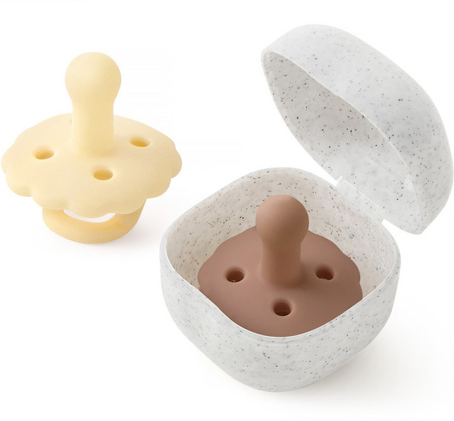퍼기 쿠키 쪽쪽이 노리개젖꼭지 2개 + 케이스, 2단계(6개월 이상), 버터 + 초코, 1세트