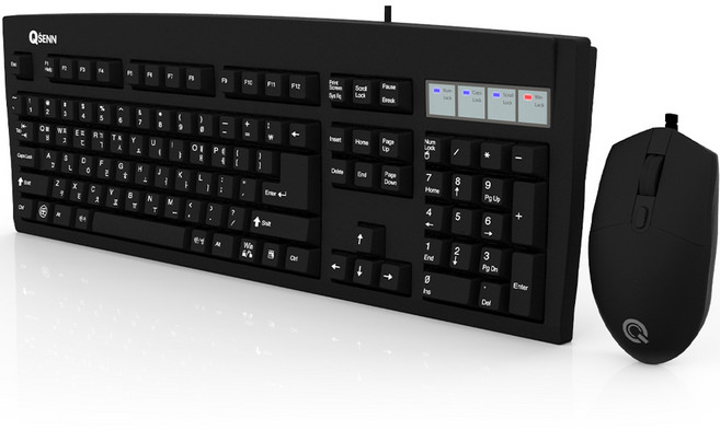 큐센 KM3500 Plus 유선 키보드 마우스 세트, 일반형, SEM-DT35 USB (키보드), GP-M550 (마우스), 블랙