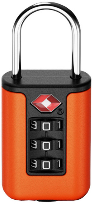 트래블큐브 초경량 TSA 라이트 3다이얼 자물쇠 오렌지, 1개