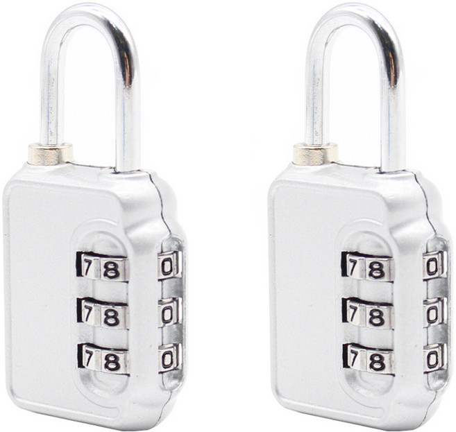 트래블큐브 다용도 안전 3다이얼 자물쇠 실버, 2개