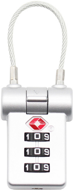 트래블큐브 TSA 프리미엄 코팅케이블 3다이얼 자물쇠 실버, 1개
