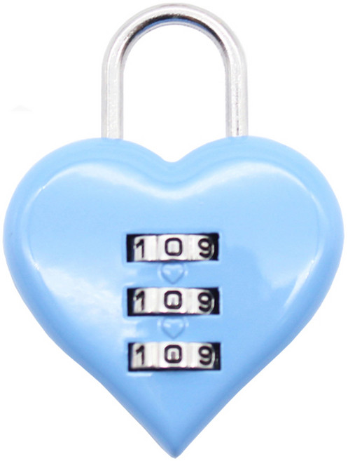 트래블큐브 러블리 하트 3다이얼 자물쇠 블루, 1개