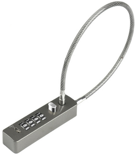 트래블큐브 프리미엄 안전 스테인레스 4다이얼 롱케이블락 실버 30cm, 1개