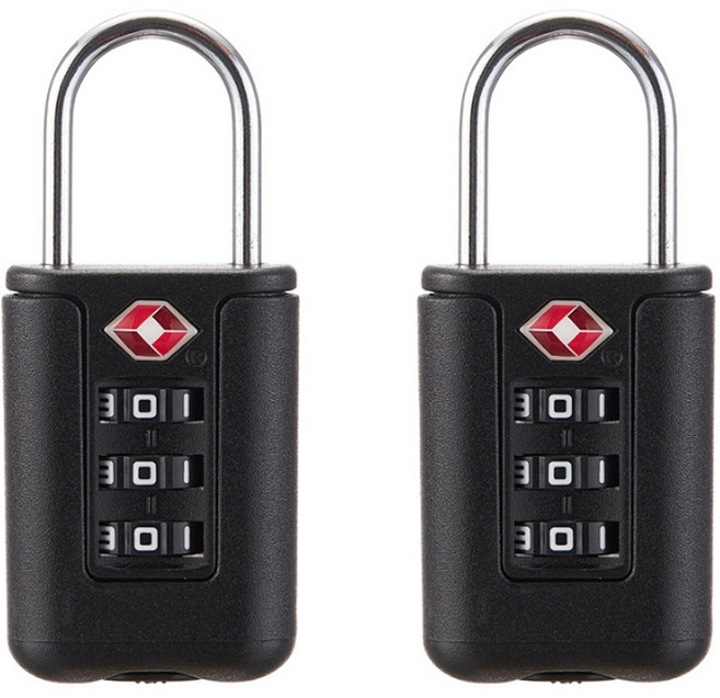 트래블큐브 초경량 TSA 라이트 3다이얼 자물쇠 블랙, 2개