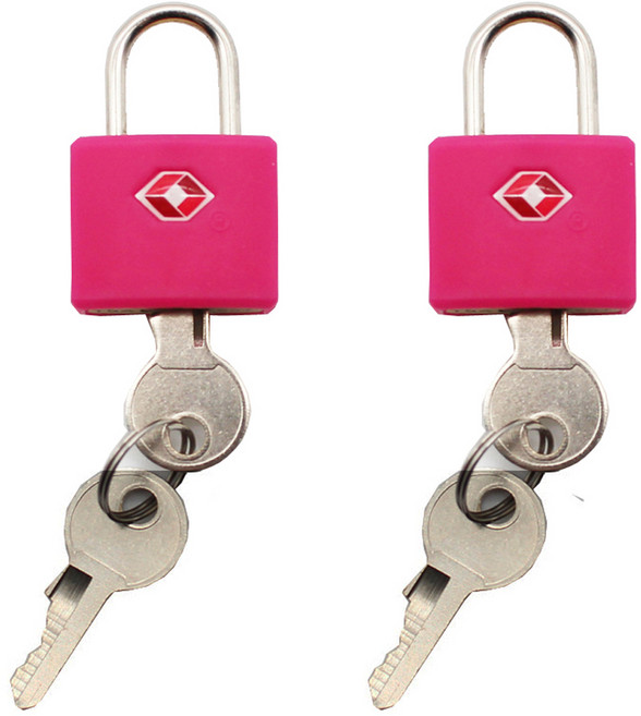 트래블큐브 TSA 초소형 미니 열쇠형 자물쇠 핑크, 2개