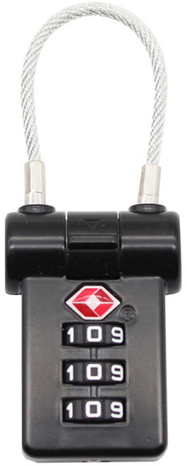 트래블큐브 TSA 프리미엄 코팅케이블 3다이얼 자물쇠 블랙, 1개