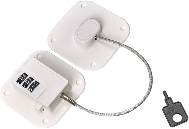 다용도 도난 열림방지 부착 3다이얼 잠금케이블락 화이트, 1개