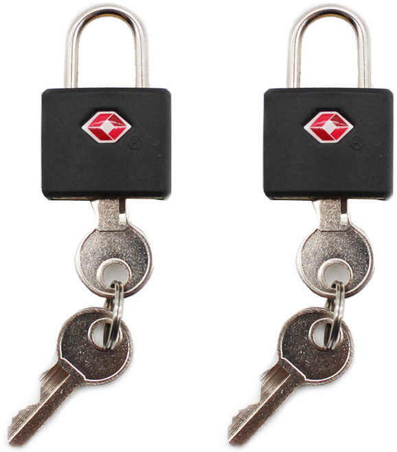 트래블큐브 TSA 초소형 미니 자물쇠 열쇠형 블랙, 2개