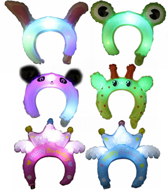 피앤비유니티 LED 애니멀 생일 헤어밴드 6종 세트, 혼합색상, 1세트