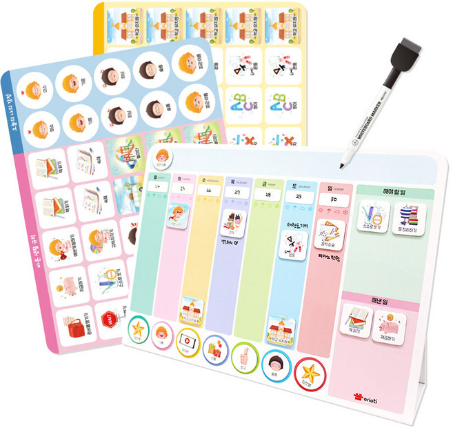 아리아띠 키즈 자석 스케줄 보드, 혼합색상, 1개