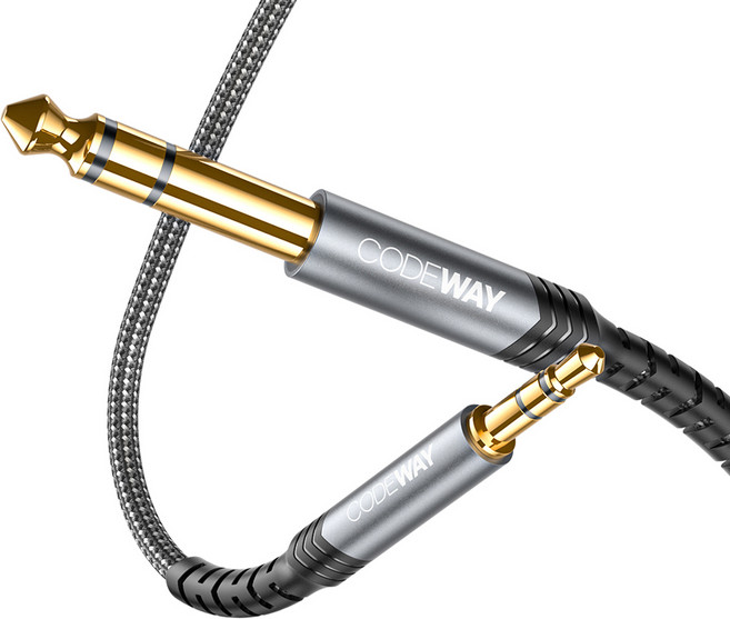 코드웨이 3.5 to 5.5 TRS 케이블 1.5m, WA3555-1.5M, 그레이, 1개