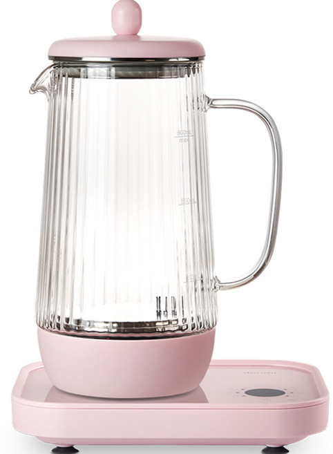 단미 유리 전기 티포트, 핑크, 800ml, 1개