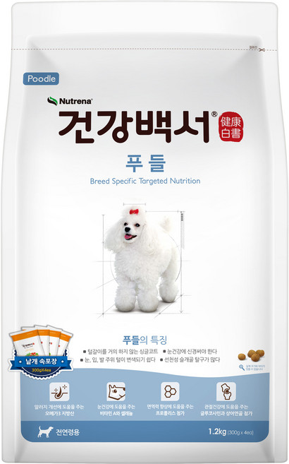 건강백서 강아지 기능성 사료, 푸들, 1.2kg, 1개