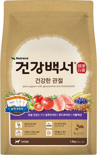 건강백서 강아지 기능성 사료, 뼈/관절강화, 1.2kg, 1개