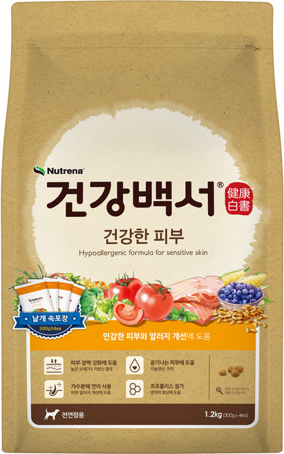 뉴트리나건강백서 강아지 기능성 사료, 피부/피모+알러지, 1.2kg, 1개