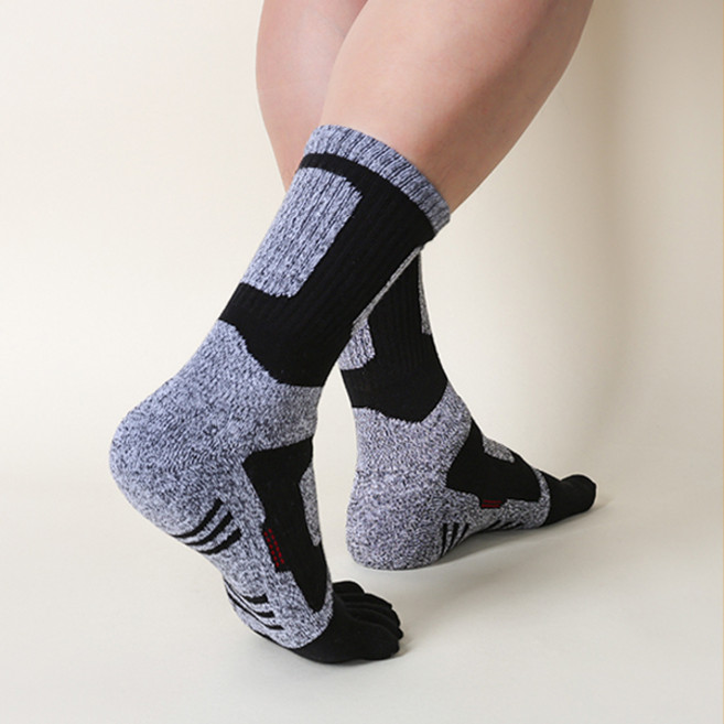 골드만싹스 남성용 무봉제 뽀송 쿠션 스포츠 발가락 양말 4켤레 세트, 블랙, 4개