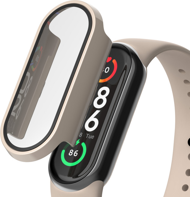 누아트 풀커버 강화유리 하드케이스, 베이지, 1개