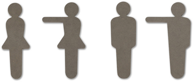 해피툴 파스텔 입체 화장실 안내 표지판 여자 + 여자방향 + 남자방향 + 남자 세트 그레이, 안내표지판, 1세트