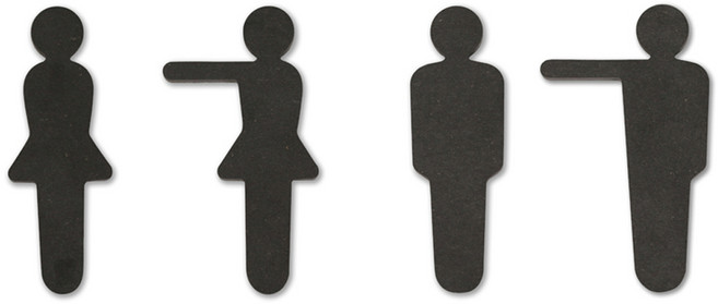 해피툴 파스텔 입체 화장실 안내 표지판 여자 + 여자방향 + 남자방향 + 남자 세트 블랙, 안내표지판, 1세트