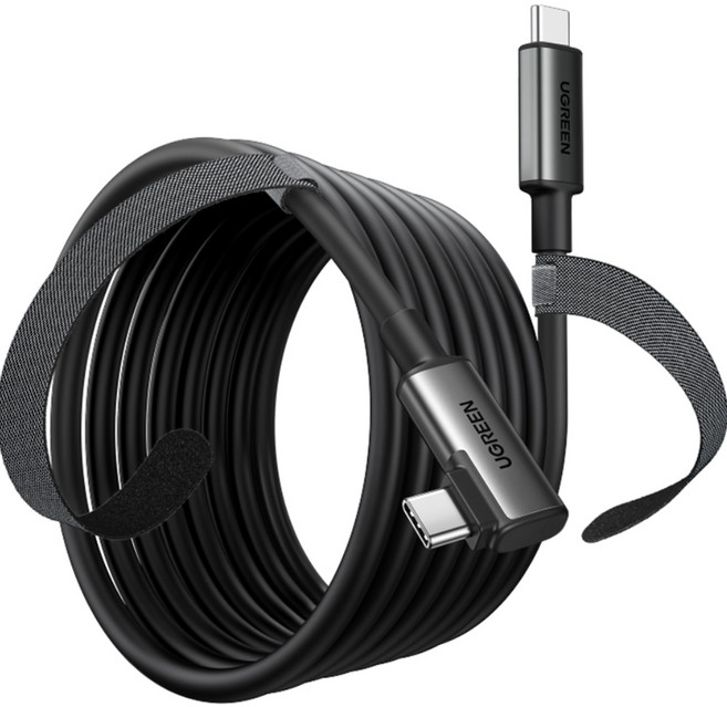 유그린 USB3.2 Gen1 5Gbps VR 헤드셋 90도 C to C타입 케이블 US551, 5m, 블랙, 1개