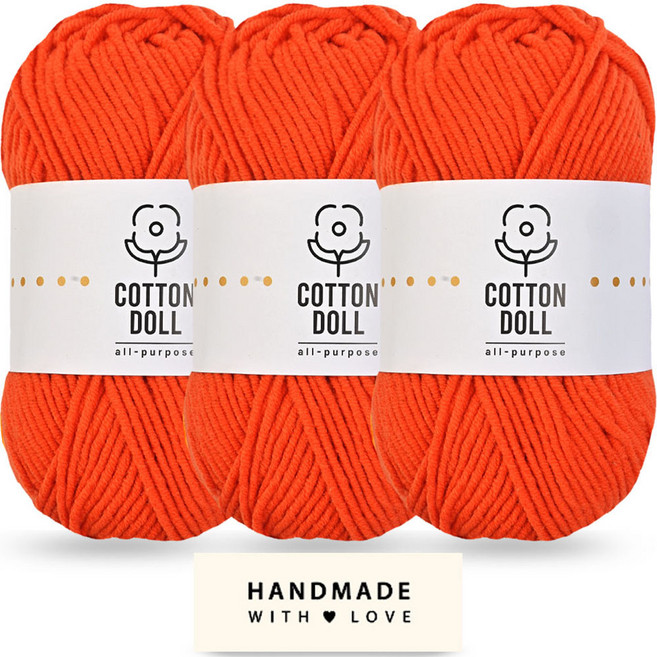 니뜨 코튼돌실 50g + 코튼 라벨 세트, 8자몽, 3개