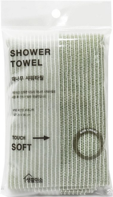 생활미소 대나무 샤워타월, 1매입, 1개