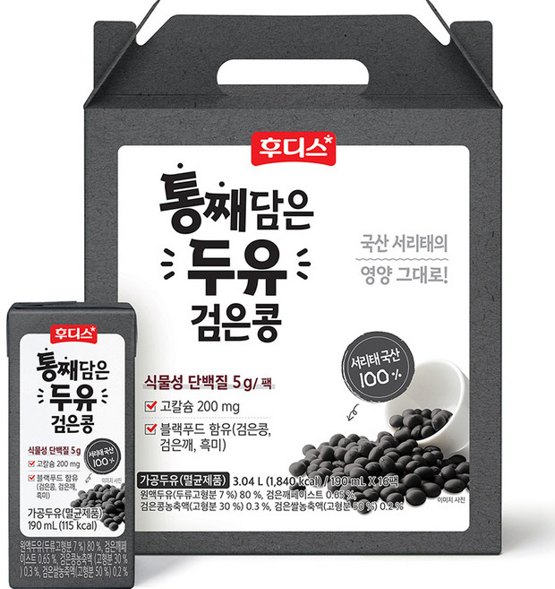 일동후디스 통째담은 검은콩 두유 16p, 3.04L, 1박스