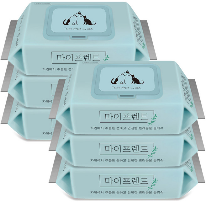마이프렌드 반려동물 안심 물티슈, 60개입, 6개