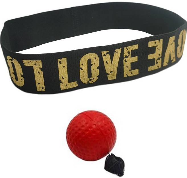 복싱 권투 동체시력 반응속도 훈련 피트니스 장비 01 LOVE 머리띠 + PU 공, 빨간(테니스 공)