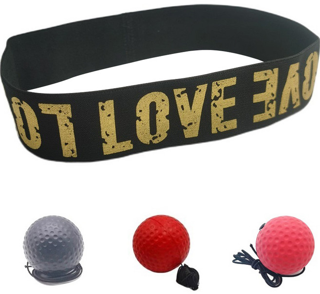 복싱 권투 동체시력 반응속도 훈련 피트니스 장비 01 LOVE 머리띠 + PU 고무 공 3구, 테니스 공(검정, 빨강, 빨강), 1개