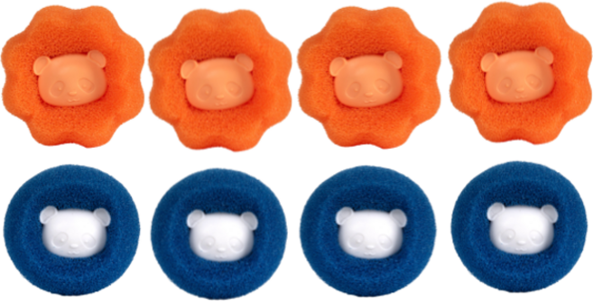 스타리움 머리카락 털제거 세탁볼 2종 x 4p 세트, 블루, 오렌지, 1세트