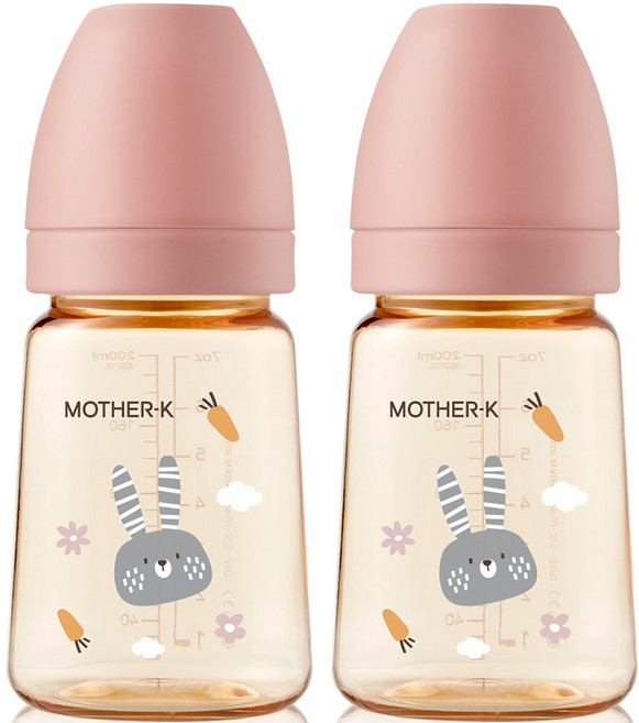 마더케이 베이직 PPSU 토끼 젖병 무꼭지 트윈팩, 블라썸, 180ml, 2개
