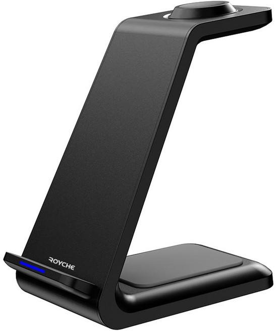 로이체 갤럭시 워치 3 in 1 듀얼코일 고속 무선 충전기 멀티 거치대 WC-301, 블랙, 1개