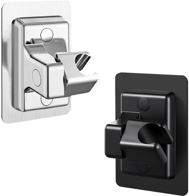 모나코올리브 무타공 각도조절 스퀘어 샤워기 홀더, 1개, 실버 + 블랙