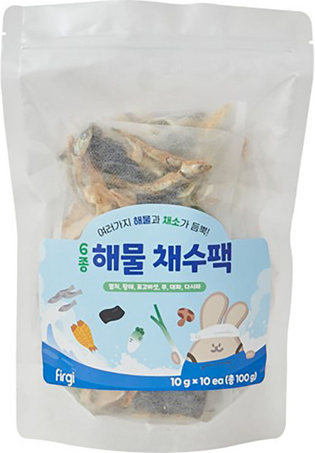 퍼기 어린이 6종해물 채수팩 10개입, 해물맛, 100g, 1개