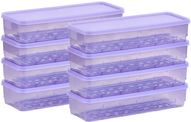 땡스소윤 냉동실 전용 밀폐용기 3호 쿨라벤더, 8개, 850ml