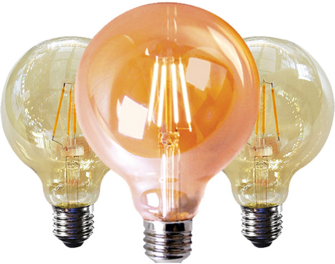L.Force 愛迪生球泡 LED 金色玻璃 G125 3W, 3個, 燈泡色