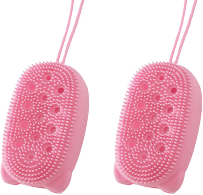 순잠 실리콘 클렌징 바디 브러쉬, 분홍, 2개, 1개입