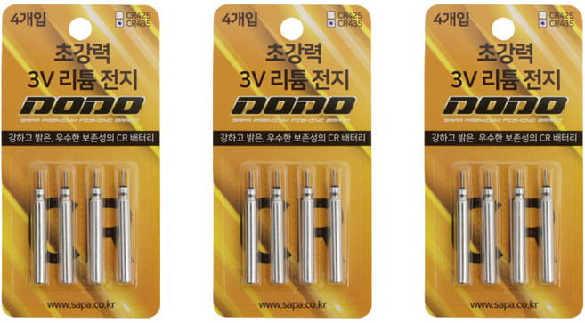 싸파 초강력 3V 리튬 전지 CR435 4p, 3개