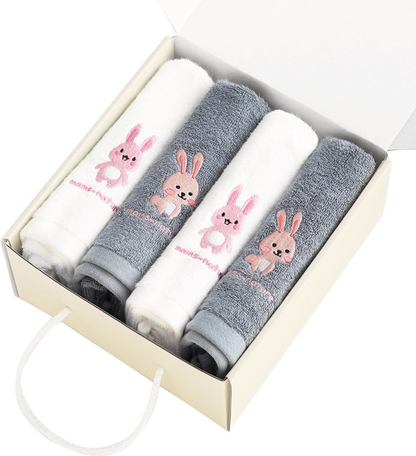 맘스네이처 유아용 밤부 대나무 페이스타올 4종 세트, 트윈토토, 1세트