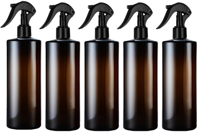 헤어 스프레이 분무 공병 500ml, 검정(캡) + 브라운(용기), 5개