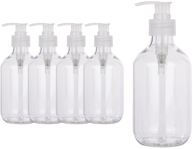 펌프 로션 샴푸 공병 용기 300ml, 투명(캡), 5개