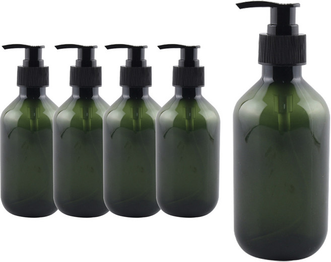 펌프 로션 샴푸 공병 용기 300ml, 녹색(용기), 5개