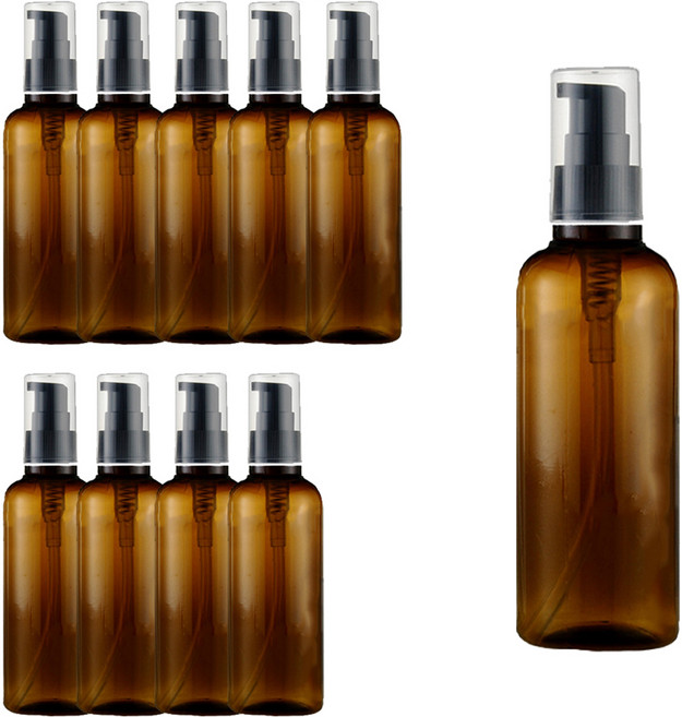 화장품 에센스 오일 펌프 공병 용기 100ml, 갈색(용기), 10개