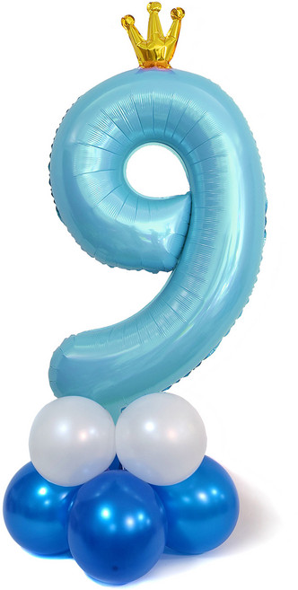조이파티 왕관 숫자 풍선 기둥 9 세트, 블루, 1세트
