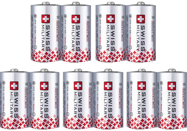 SWISS MILITARY 鹼性電池 LR14 C型, 10顆, 1組