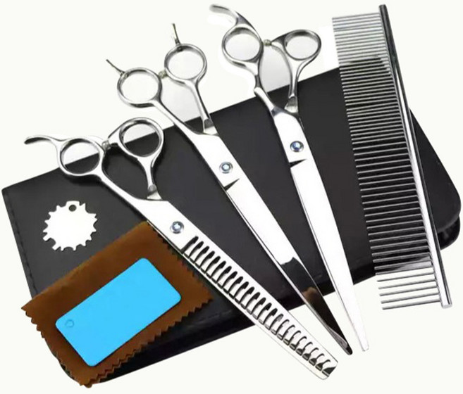 에코펫위드 강아지 미용가위 5종, 실버, 1세트