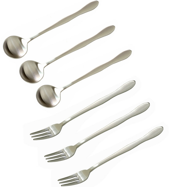 테이블아트 국산 웨이브 스텐304 실버 티스푼 + 티포크 세트, 3세트, 2종